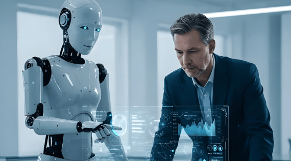 AI assistant supporting business professional.