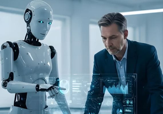 AI assistant supporting business professional.
