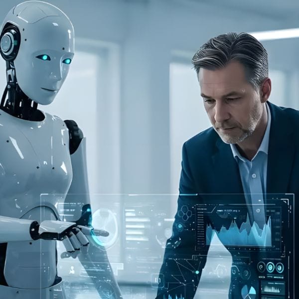 AI assistant supporting business professional.