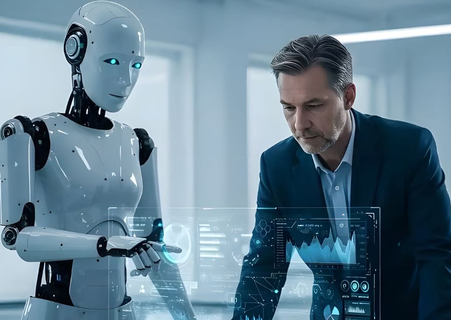 AI assistant supporting business professional.