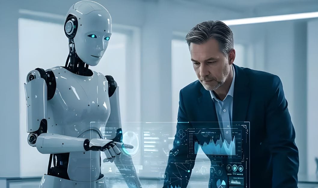 AI assistant supporting business professional.